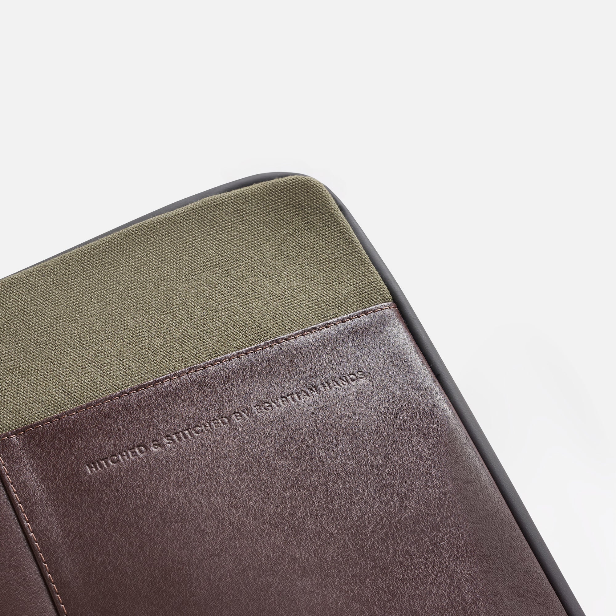 Premium Leather Laptop Sleeve - Brown/Olive
