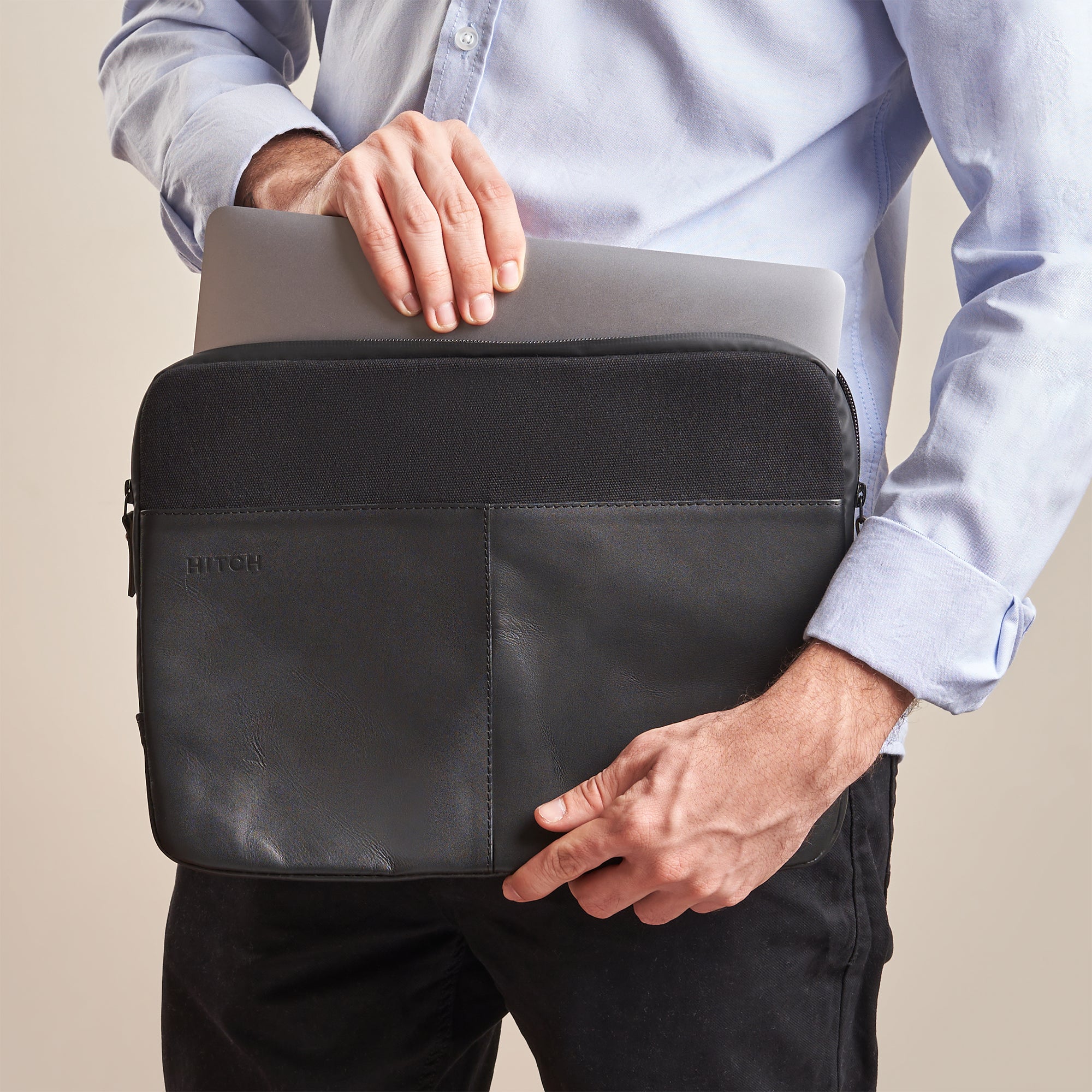 Premium Leather Laptop Sleeve - Black