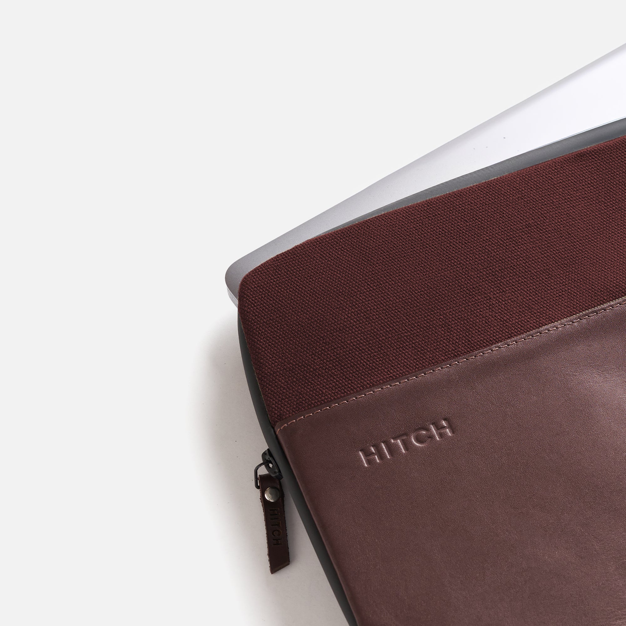Premium Leather Laptop Sleeve - Burgundy