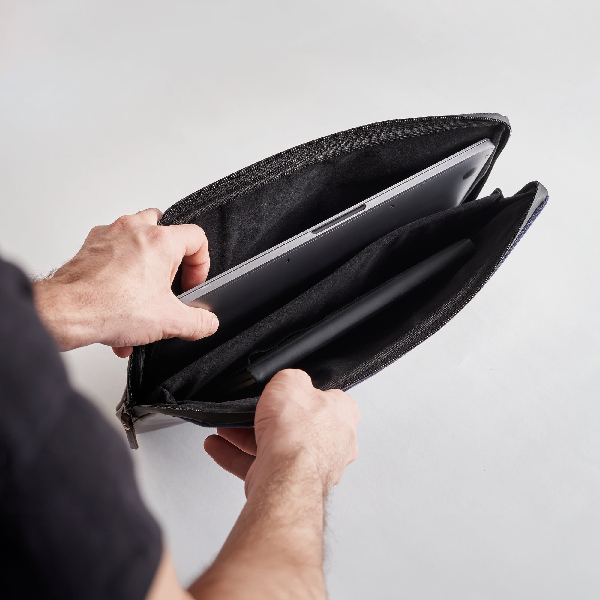 Premium Leather Laptop Sleeve - Black