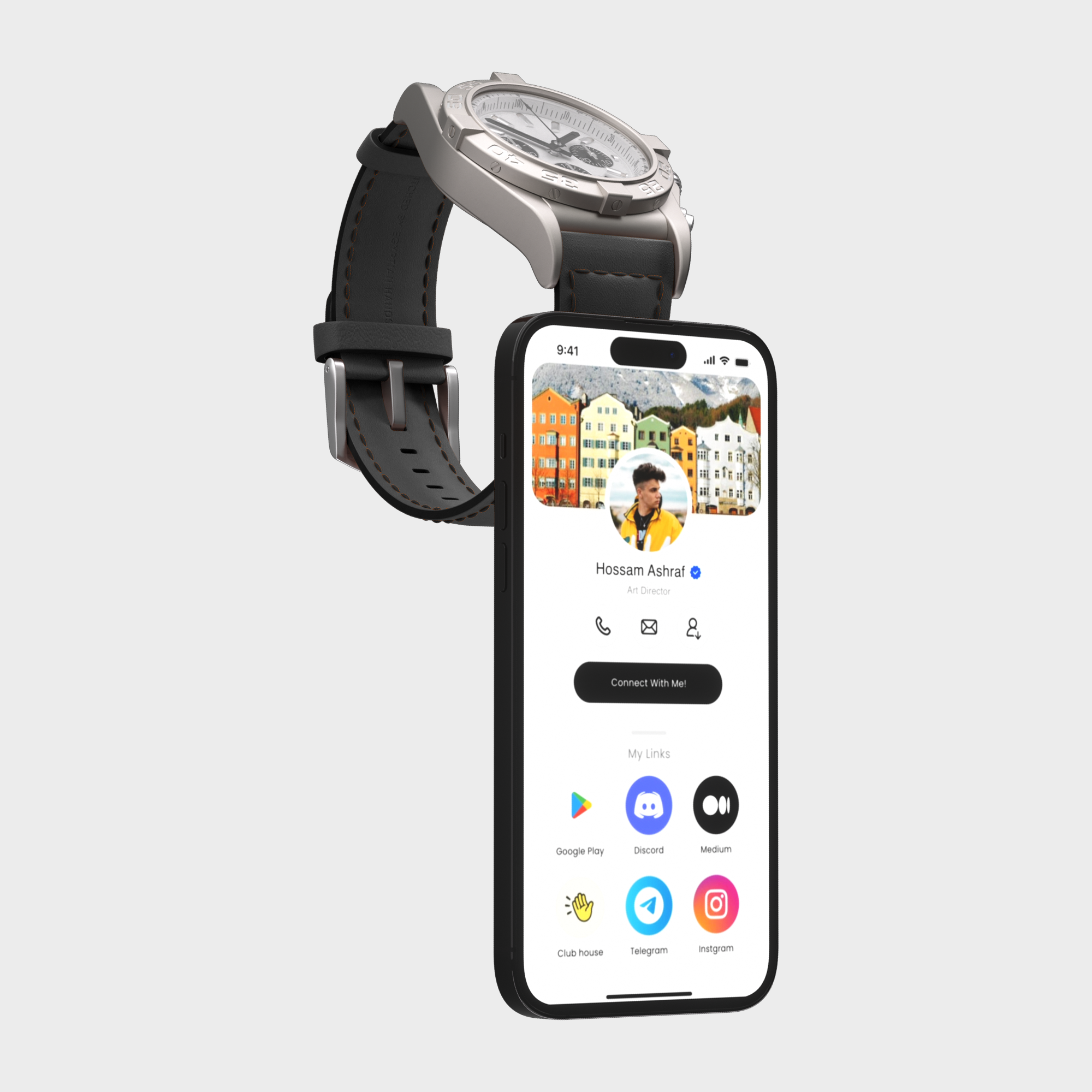 GoWrist™ -On-The-Go Digital Business Card - For Traditional Watches Tap - Digital Business Card