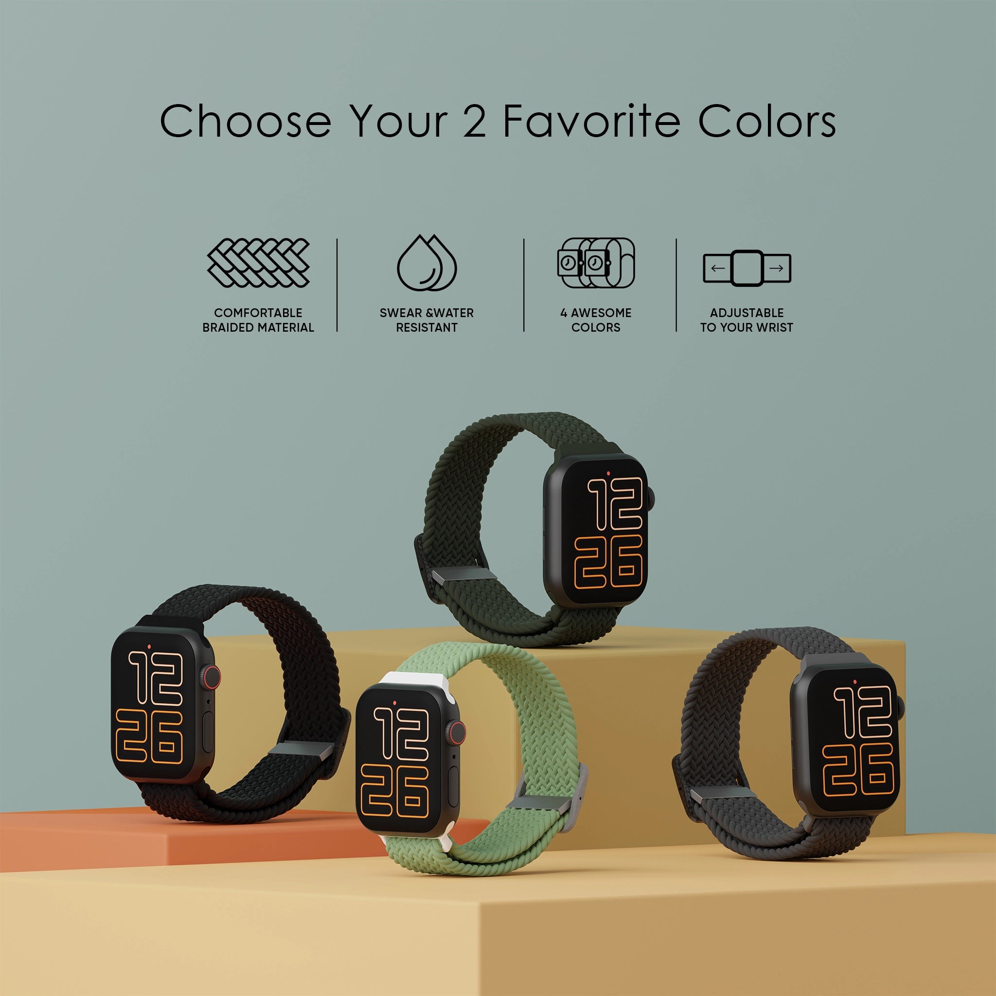Two Flexible Braided Solo Loop For Apple Watch
