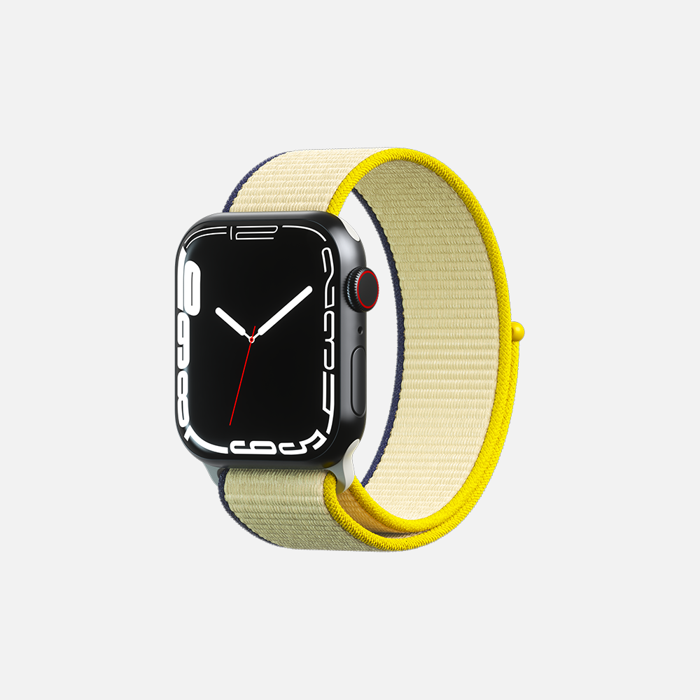 Smartwatch with yellow-green band on white