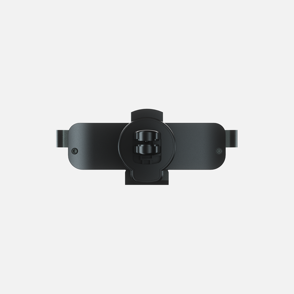 Black modern webcam isolated on white background for online streaming and video conferencing.