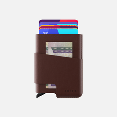 CUT-OUT Cardholder - RFID Block Featured - Handmade Natural Genuine Leather - Coffee Brown