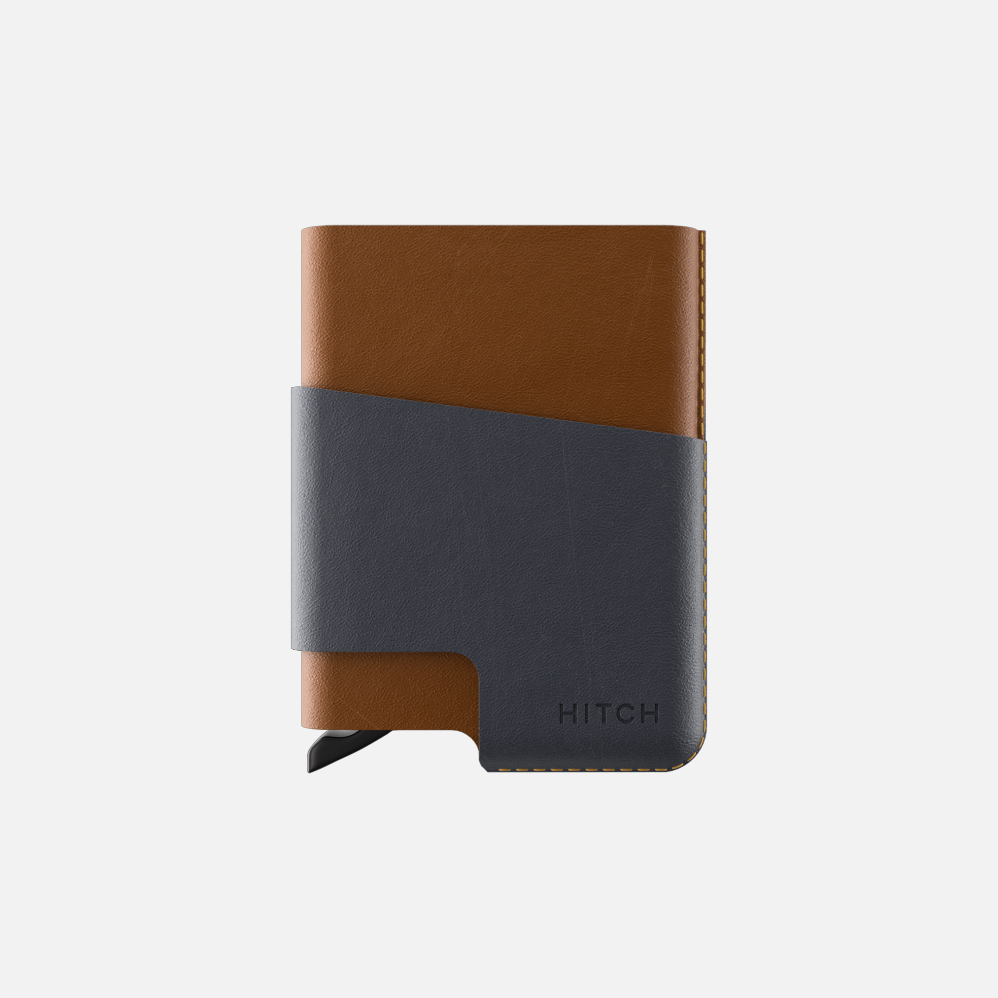 Elegant two-tone leather cardholder on white background.
