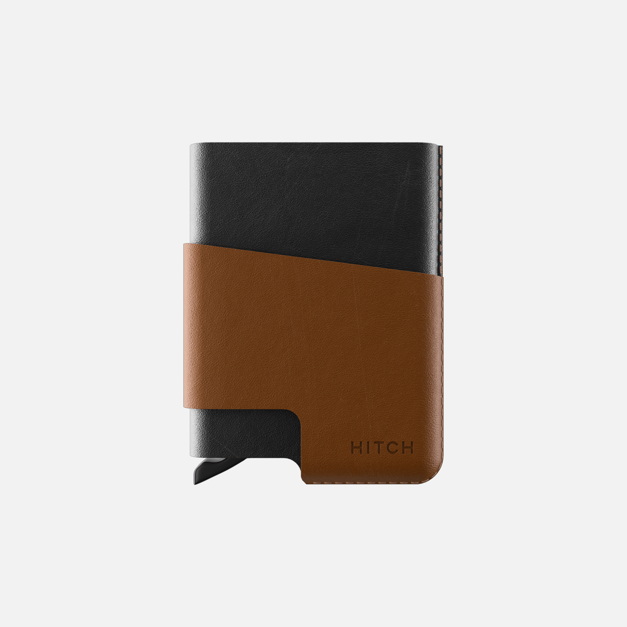 Two-tone leather wallet with a modern design on a white background.