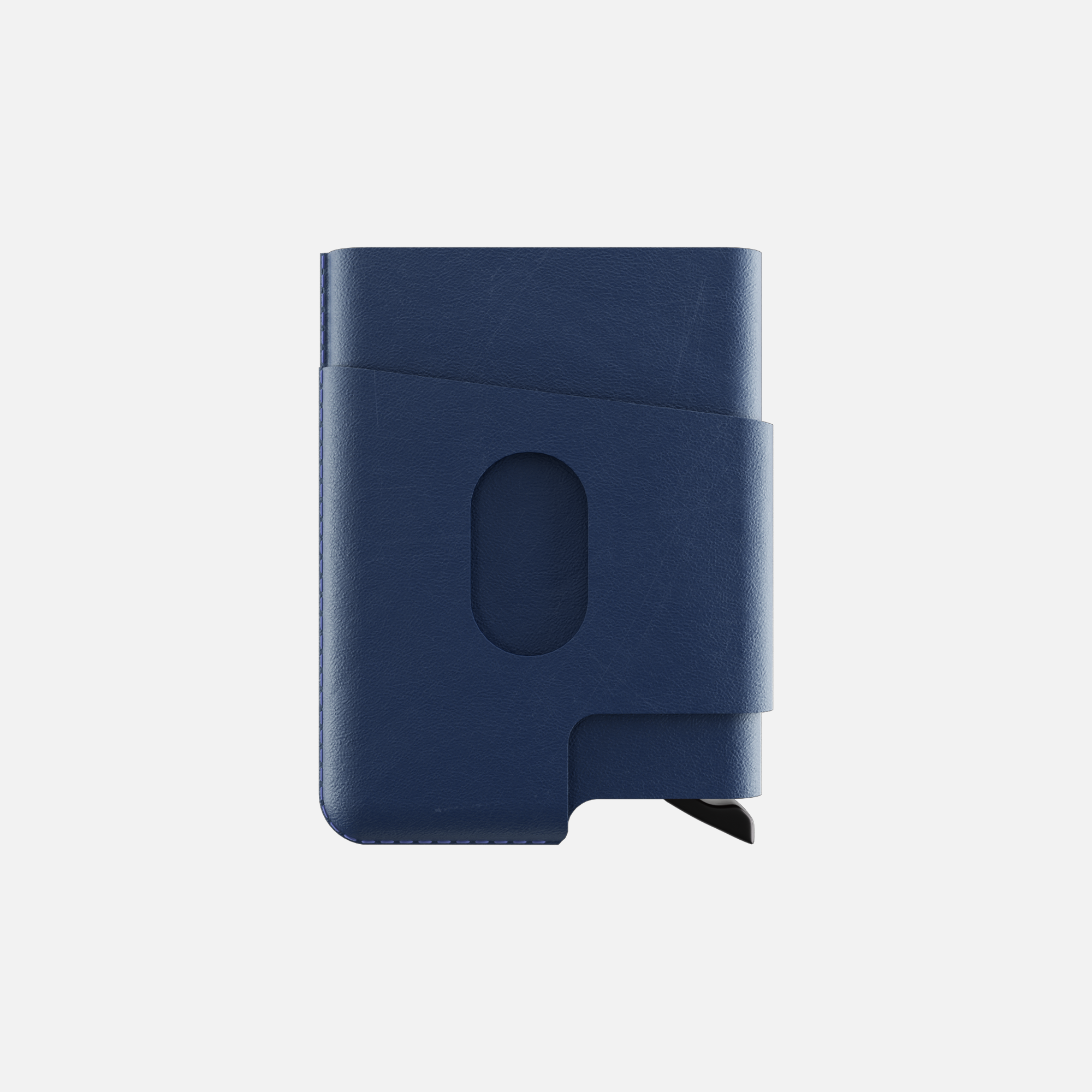Blue cardholder with elastic closure on a white background"