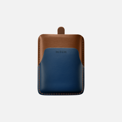 Pull-up Cardholder - Natural Genuine Leather - Havan/Navy