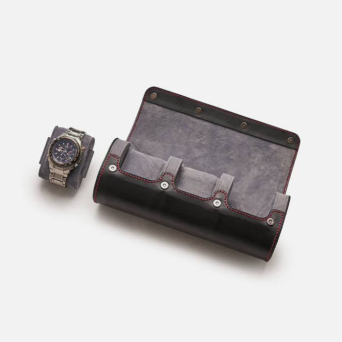 Premium leather watch case that fits three watches