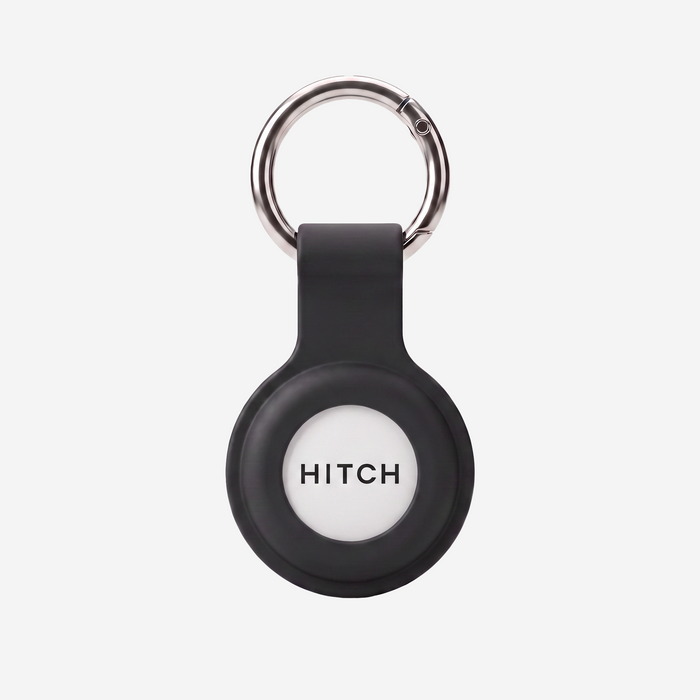 FindMe Tag silicone holder in black with the tag inside