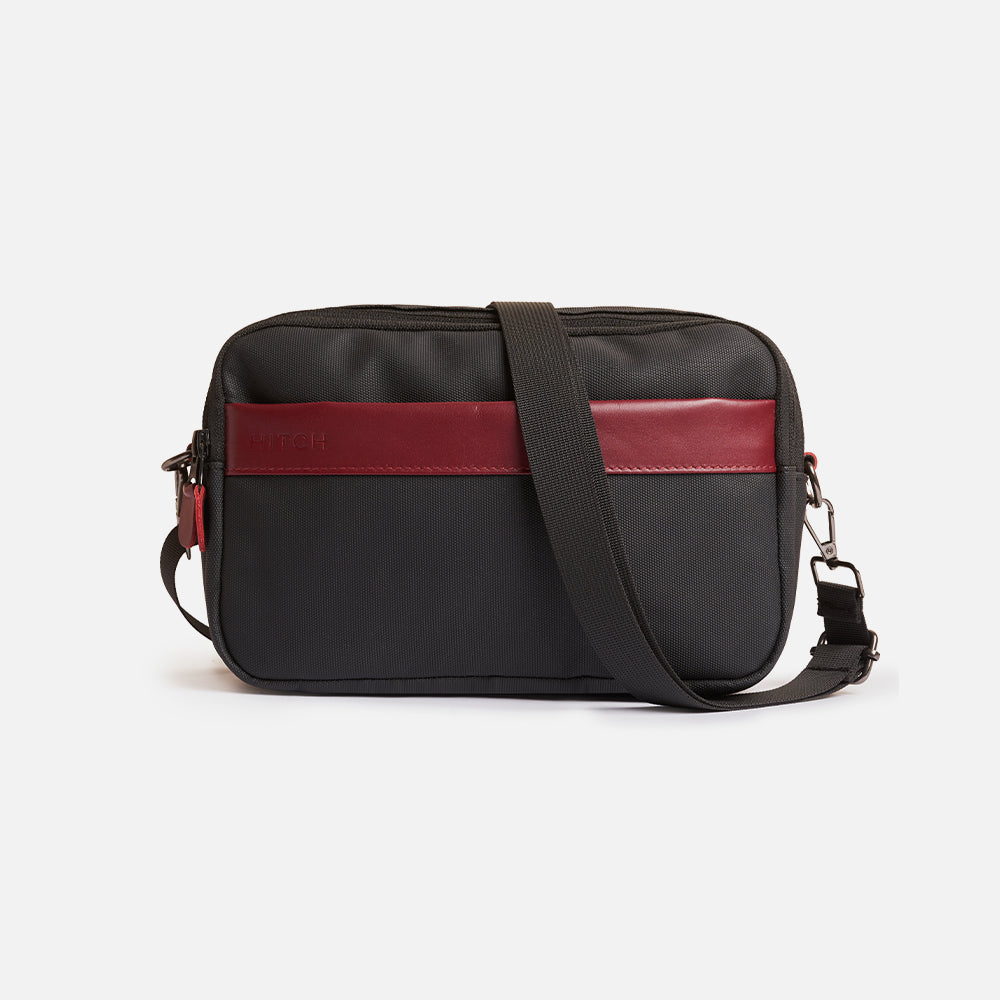 Flux — Urban Crossbody Bag - Black/Burgundy
