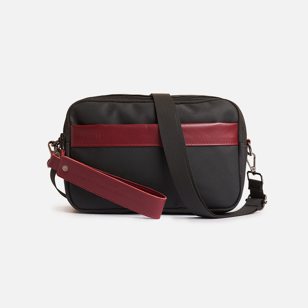 Flux — Urban Crossbody Bag - Black/Burgundy