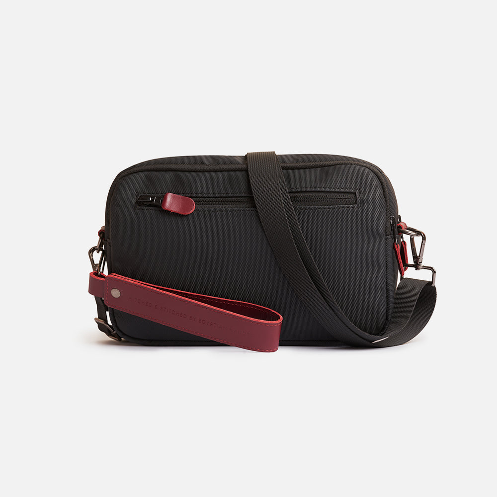 Flux — Urban Crossbody Bag - Black/Burgundy