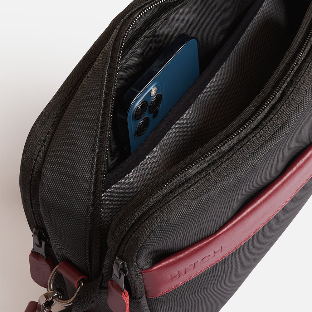 Flux — Urban Crossbody Bag - Black/Burgundy