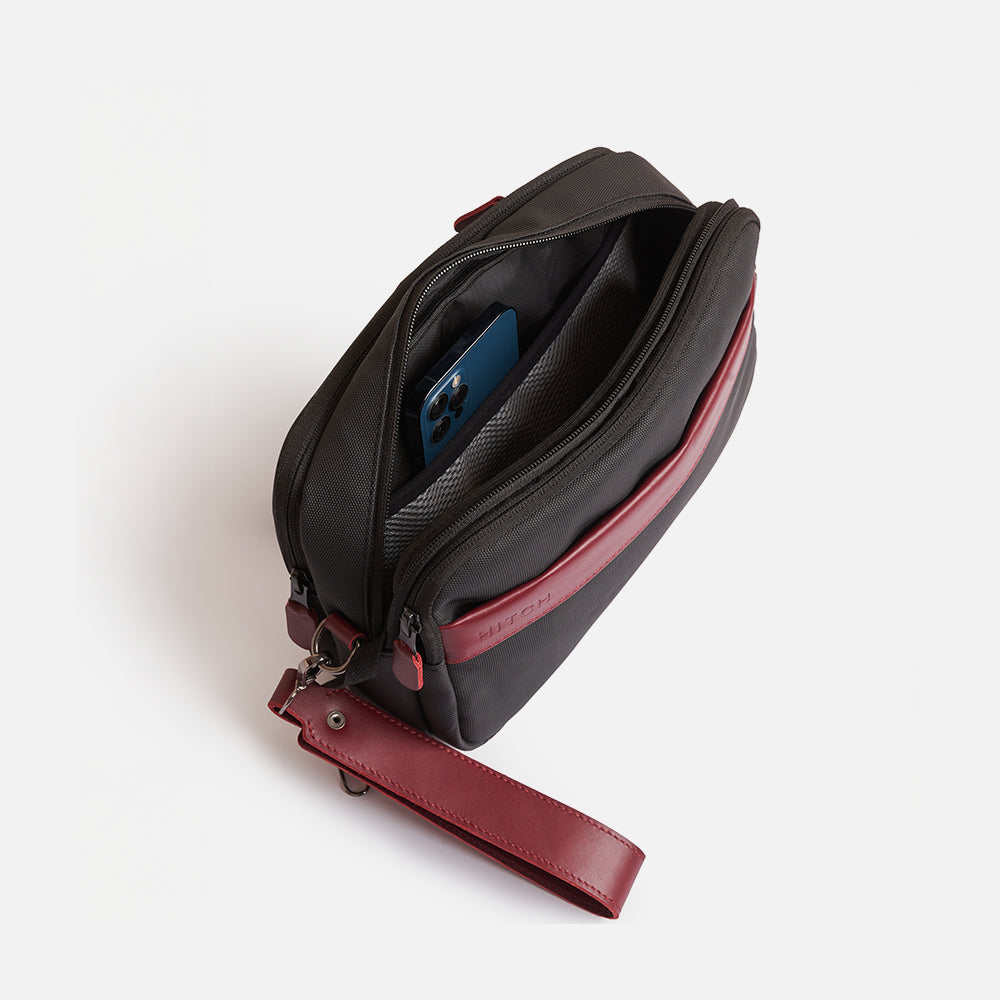 Flux — Urban Crossbody Bag - Black/Burgundy