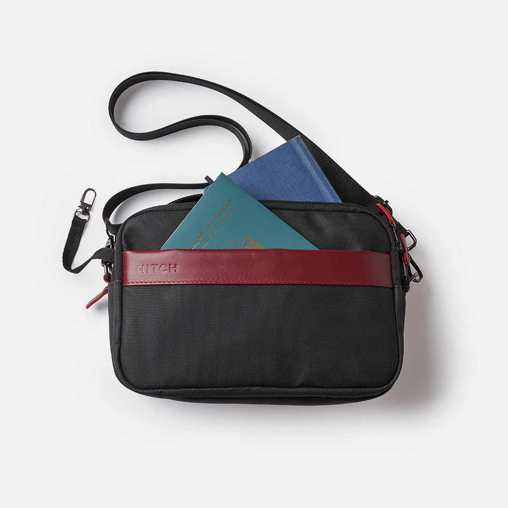 Flux — Urban Crossbody Bag - Black/Burgundy