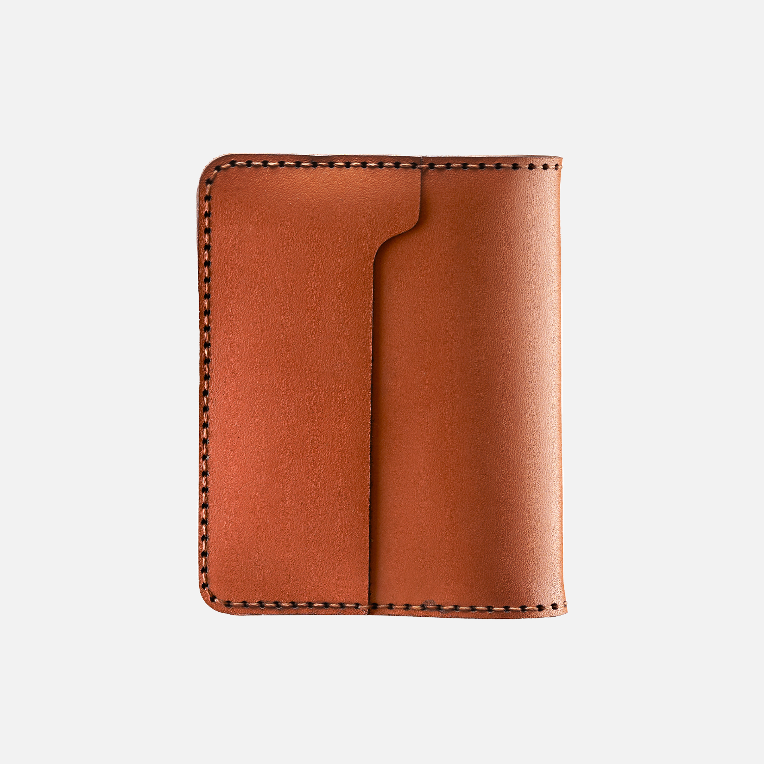 Brown leather bifold wallet isolated on white background.