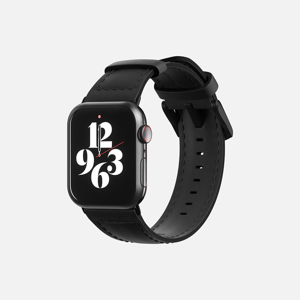 Black leather apple discount watch band 40mm