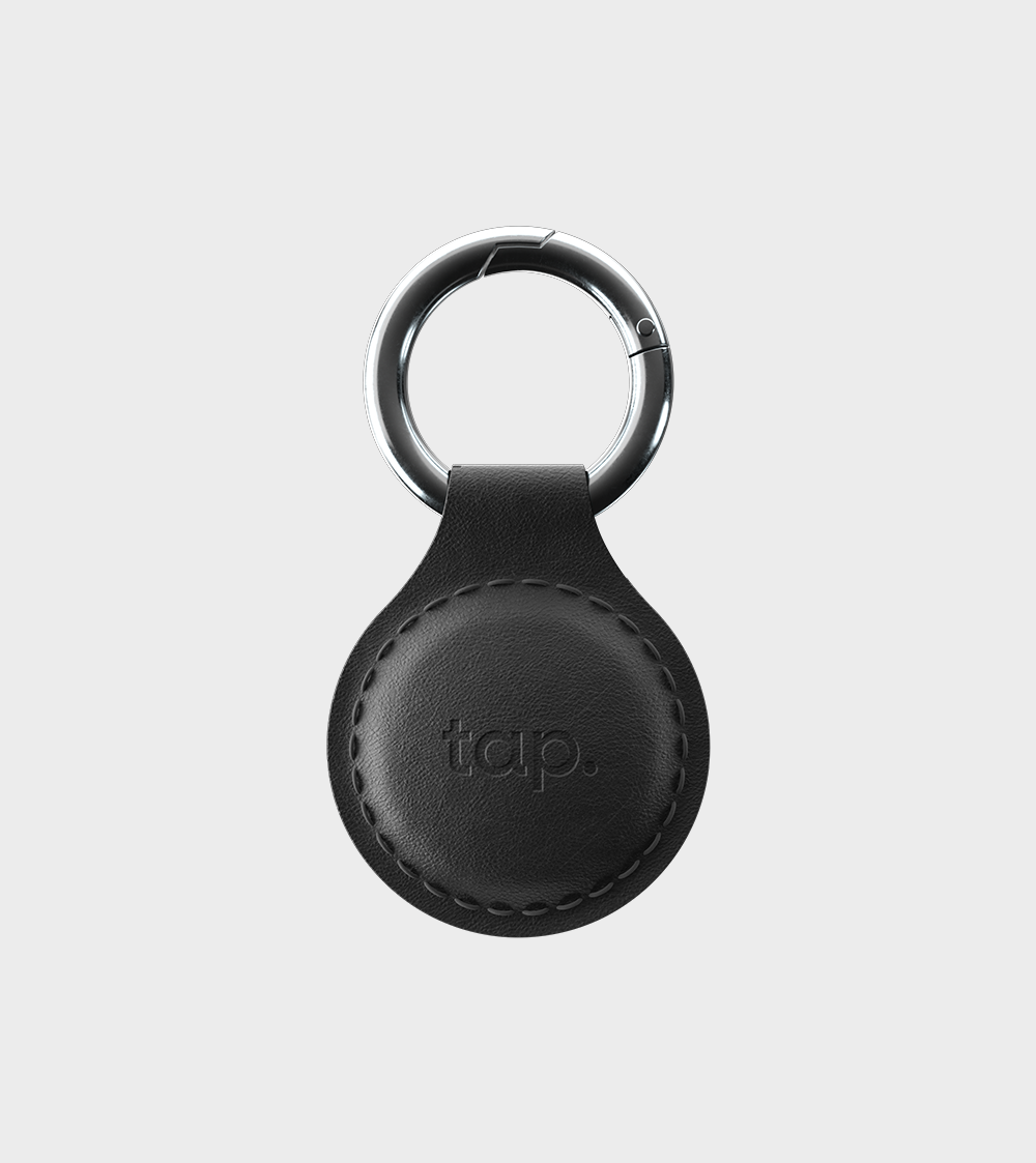 Tap NFC Keychain - Share Everything With A Tap - Handmade Natural Leather - Black