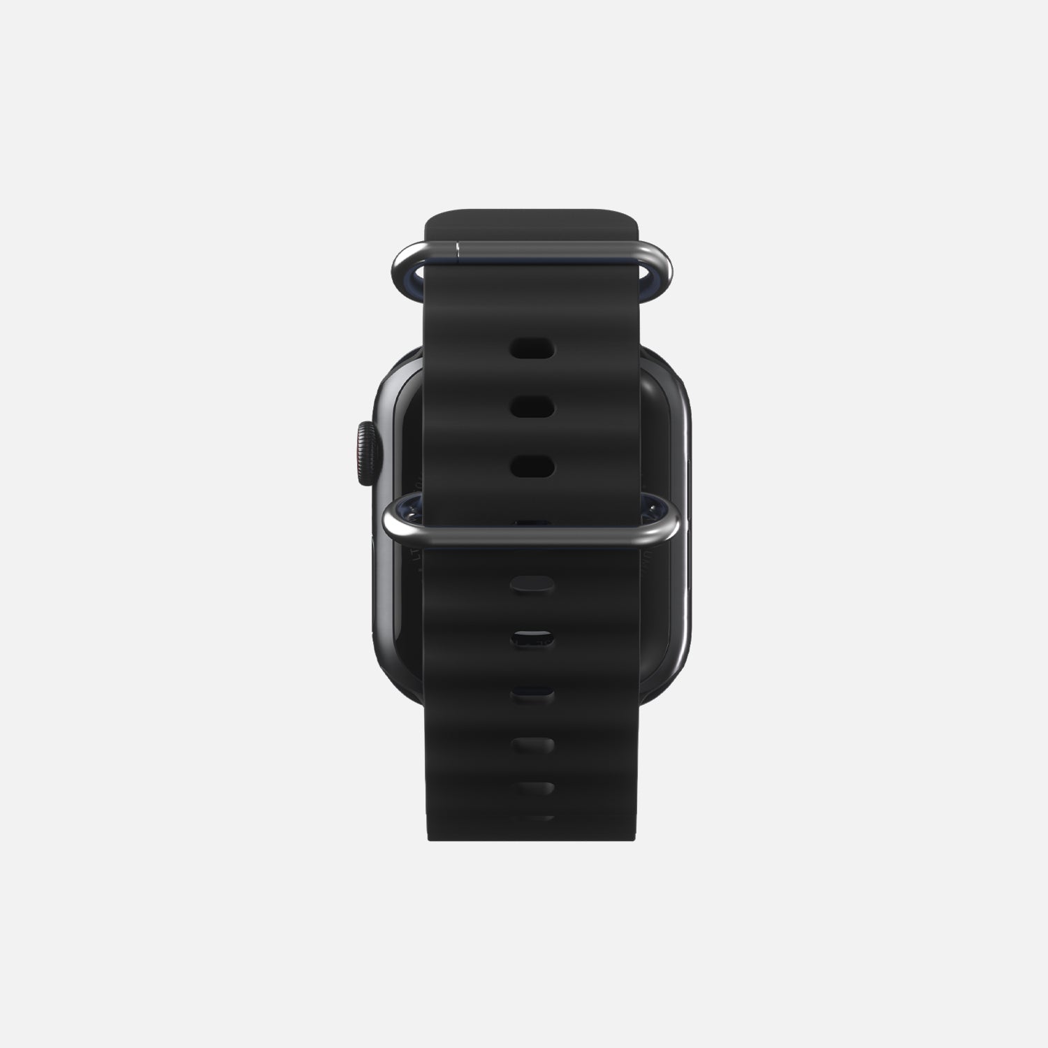 Black smartwatch with fitness tracker features isolated on a white background.