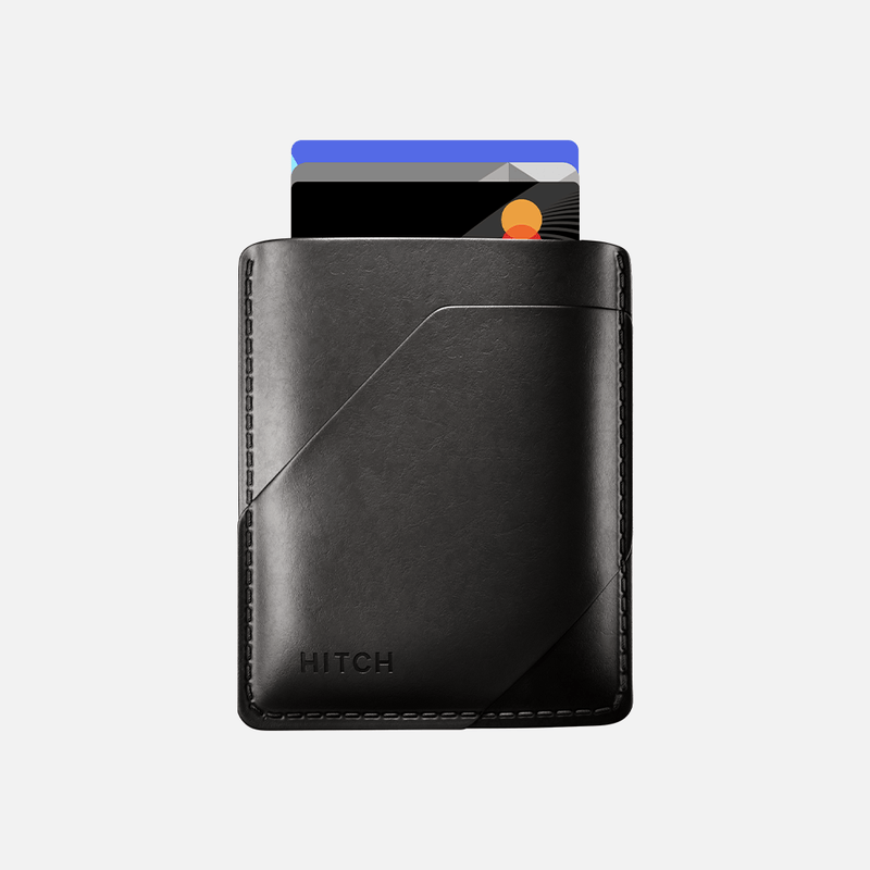 Black Leather Cardholder Slim Design 