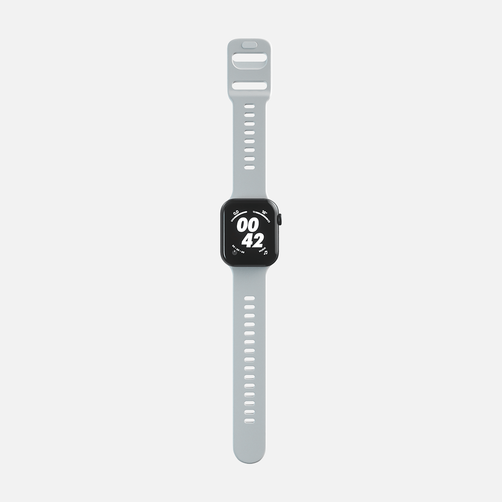 Top-down view of smartwatch with intricate white band