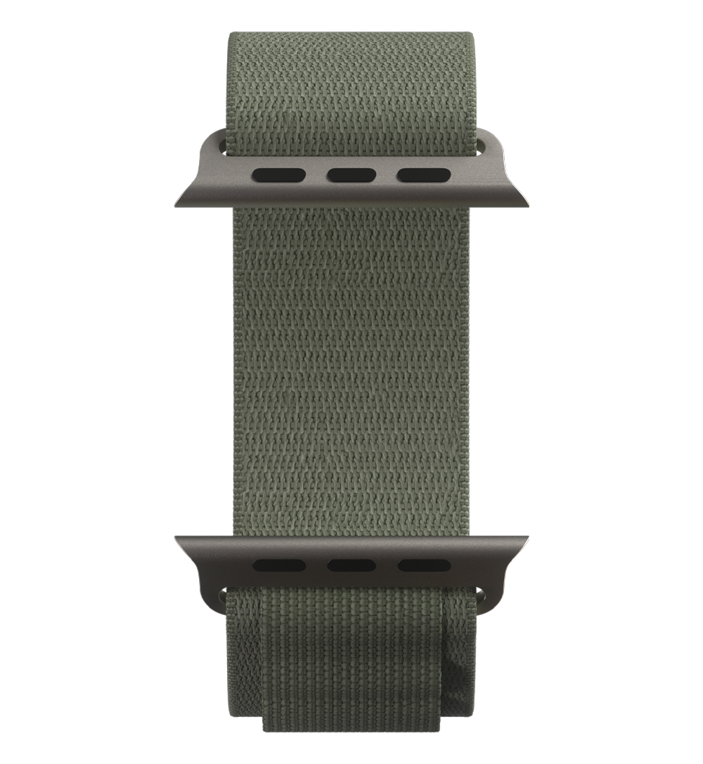 Sage green smartwatch loop isolated on a white background.