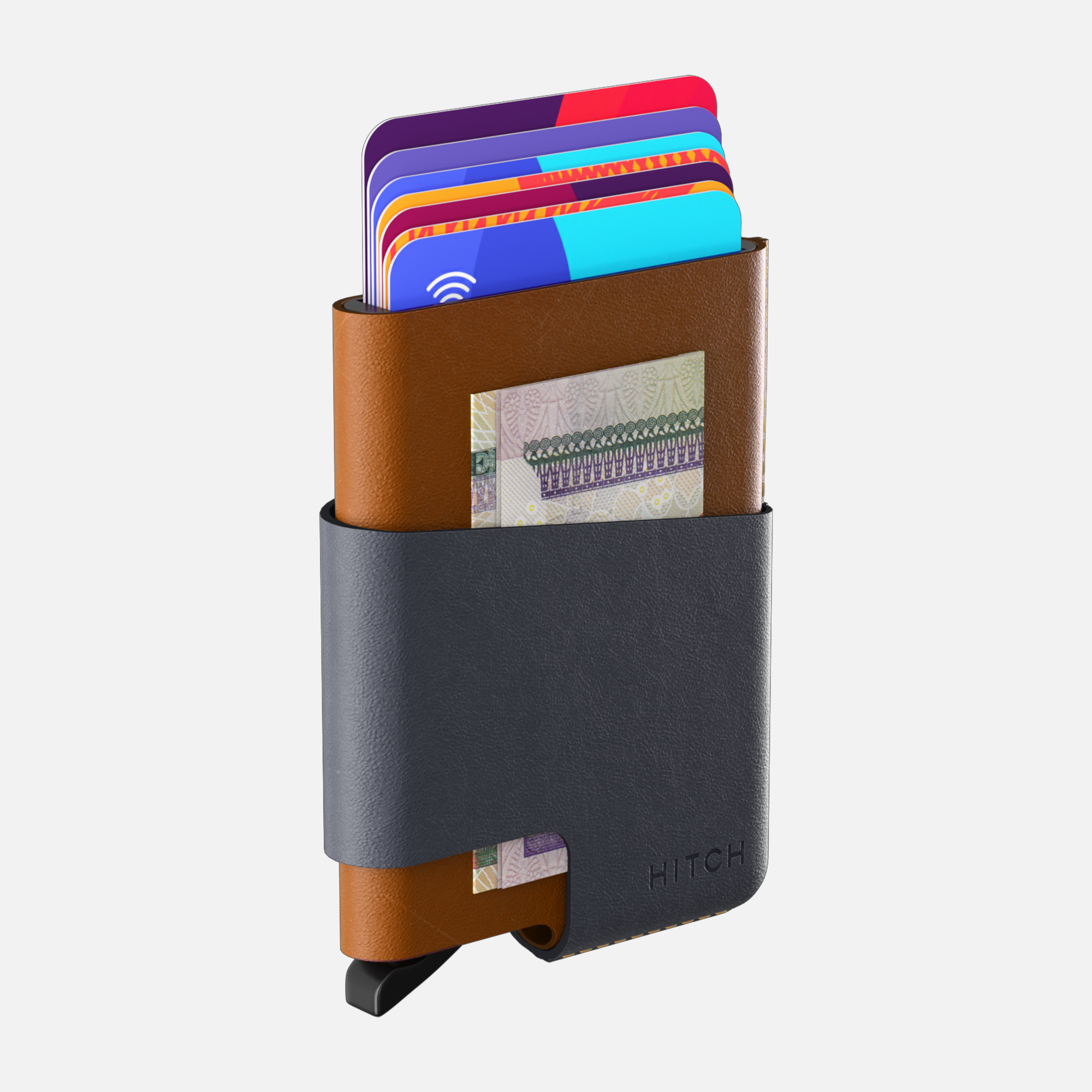 CUT-OUT Cardholder - RFID Block Featured - Handmade Natural Genuine Leather - Havan-Blue Gray