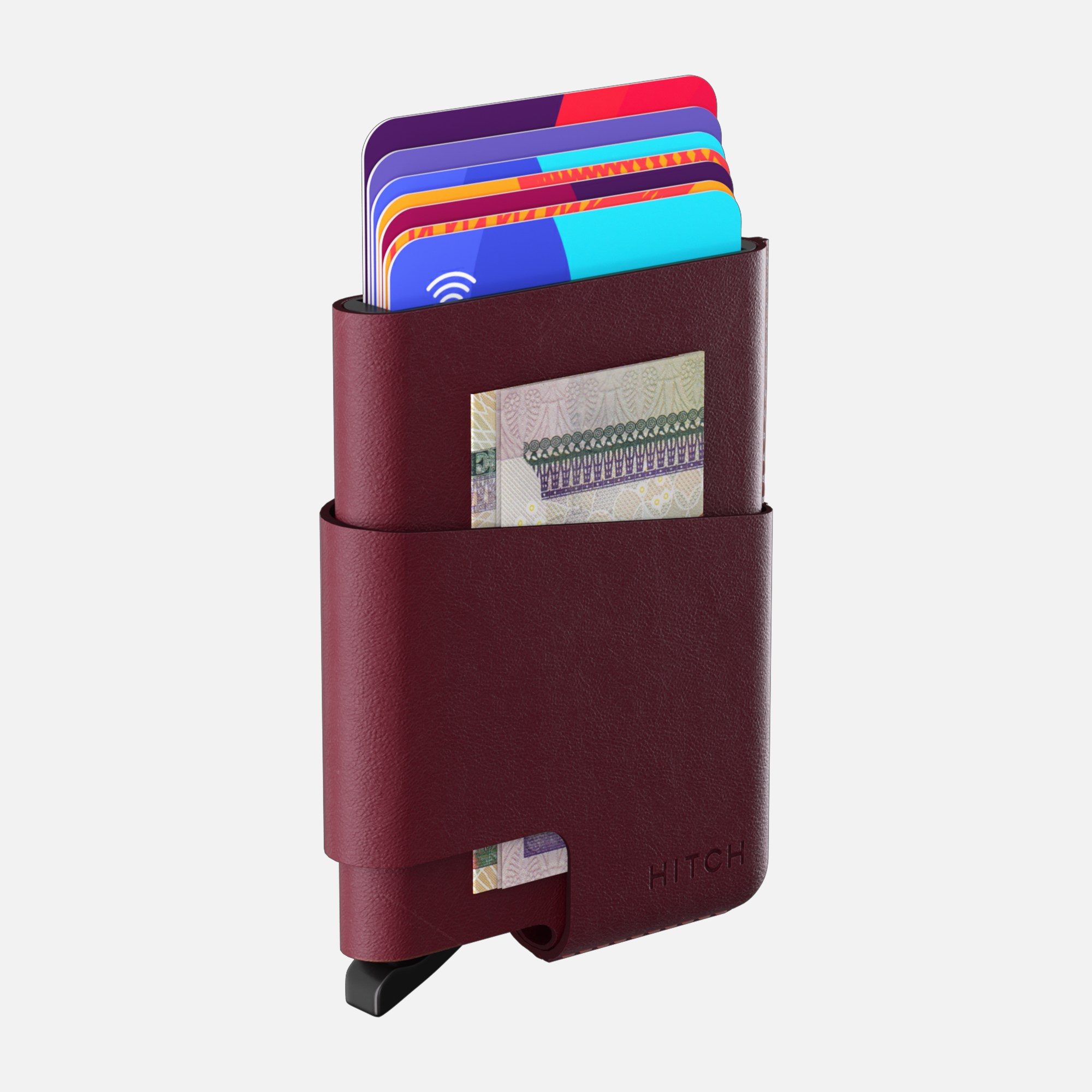 CUT-OUT Cardholder - RFID Block Featured - Handmade Natural Genuine Leather - Burgundy
